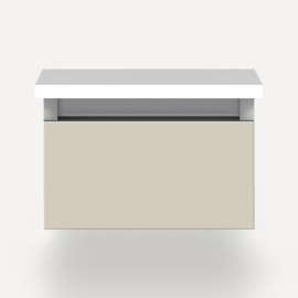 Cartesian Modular Vanity, 12" x 7-1/2" x 21", Matte Sand, Full Drawer