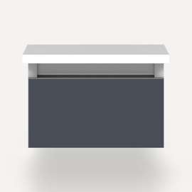 Cartesian Modular Vanity, 12" x 7-1/2" x 21", Matte Slate, Full Drawer