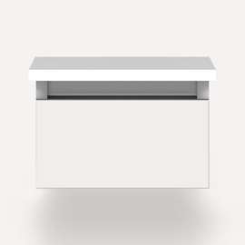 Cartesian Modular Vanity, 12" x 7-1/2" x 21", Satin White, Full Drawer