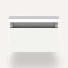 Cartesian Modular Vanity, 12" x 7-1/2" x 21", White, Full Drawer