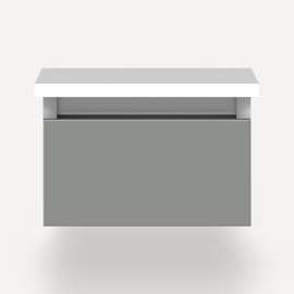 Cartesian Modular Vanity, 12" x 7-1/2" x 21", Matte Gray, Full Drawer