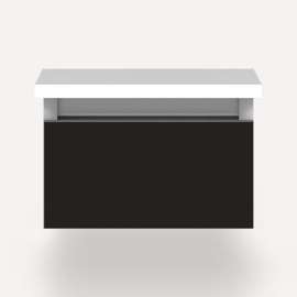 Cartesian Modular Vanity, 12" x 7-1/2" x 21", Matte Black, Full Drawer