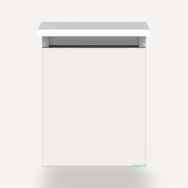 Cartesian Modular Vanity, 12" x 15" x 21", Satin White, Full Drawer, Selectable Night Light, 2700K/4000K Temperature (Warm/Cool Light)