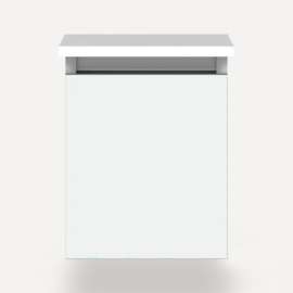Cartesian Modular Vanity, 12" x 15" x 21", Matte White, Full Drawer, Selectable Night Light, 2700K/4000K Temperature (Warm/Cool Light)