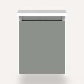 Cartesian Modular Vanity, 12" x 15" x 21", Matte Gray, Full Drawer, Selectable Night Light, 2700K/4000K Temperature (Warm/Cool Light)