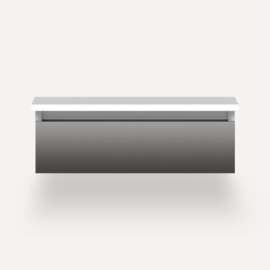 Cartesian Modular Vanity, 24" x 7-1/2" x 21", Tinted Gray Mirror, Plumbing Drawer