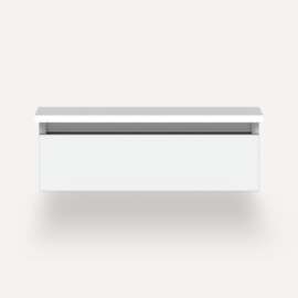 Cartesian Modular Vanity, 24" x 7-1/2" x 21", Matte White, Plumbing Drawer, Selectable Night Light, 2700K/4000K Temperature (Warm/Cool Light)