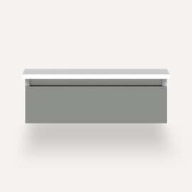 Cartesian Modular Vanity, 24" x 7-1/2" x 21", Matte Gray, Plumbing Drawer