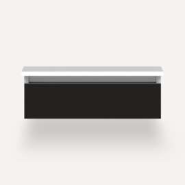 Cartesian Modular Vanity, 24" x 7-1/2" x 21", Matte Black, Plumbing Drawer, Selectable Night Light, 2700K/4000K Temperature (Warm/Cool Light)