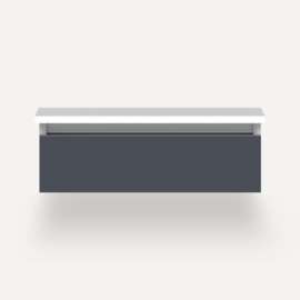 Cartesian Modular Vanity, 24" x 7-1/2" x 21", Matte Slate, False Front Drawer, Selectable Night Light, 2700K/4000K Temperature (Warm/Cool Light)