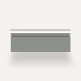 Cartesian Modular Vanity, 24" x 7-1/2" x 21", Matte Gray, False Front Drawer, Selectable Night Light, 2700K/4000K Temperature (Warm/Cool Light)