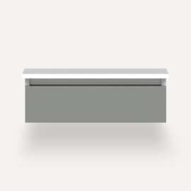 Cartesian Modular Vanity, 24" x 7-1/2" x 21", Matte Gray, Tip Out Drawer, Selectable Night Light, 2700K/4000K Temperature (Warm/Cool Light)