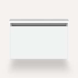 Cartesian Modular Vanity, 24" x 15" x 21", Matte White, Full Drawer, Selectable Night Light, 2700K/4000K Temperature (Warm/Cool Light)