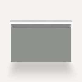 Cartesian Modular Vanity, 24" x 15" x 21", Matte Gray, Plumbing Drawer, Selectable Night Light, 2700K/4000K Temperature (Warm/Cool Light)