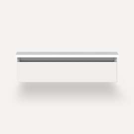 Cartesian Modular Vanity, 30" x 7-1/2" x 21", Satin White, Plumbing Drawer, Selectable Night Light, 2700K/4000K Temperature (Warm/Cool Light)