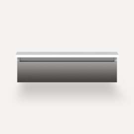 Cartesian Modular Vanity, 30" x 7-1/2" x 21", Tinted Gray Mirror, False Front Drawer