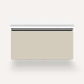 Cartesian Modular Vanity, 30" x 15" x 21", Matte Sand, Full Drawer