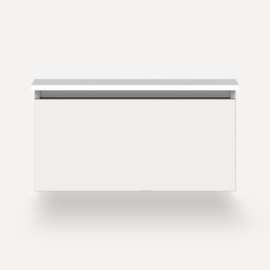 Cartesian Modular Vanity, 30" x 15" x 21", Satin White, Full Drawer
