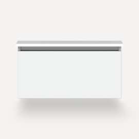 Cartesian Modular Vanity, 30" x 15" x 21", Matte White, Full Drawer, Selectable Night Light, 2700K/4000K Temperature (Warm/Cool Light)