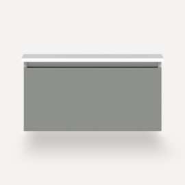 Cartesian Modular Vanity, 30" x 15" x 21", Matte Gray, Full Drawer