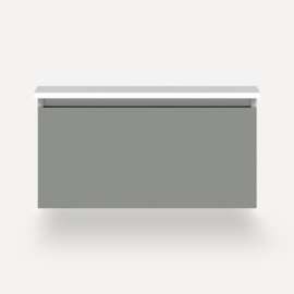 Cartesian Modular Vanity, 30" x 15" x 21", Matte Gray, Full Drawer, Selectable Night Light, 2700K/4000K Temperature (Warm/Cool Light)