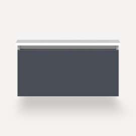 Cartesian Modular Vanity, 30" x 15" x 21", Matte Slate, Plumbing Drawer
