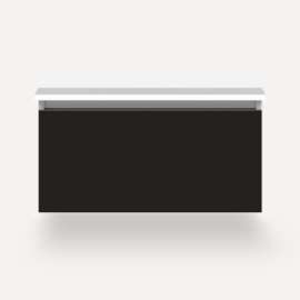 Cartesian Modular Vanity, 30" x 15" x 21", Matte Black, Plumbing Drawer, Selectable Night Light, 2700K/4000K Temperature (Warm/Cool Light)