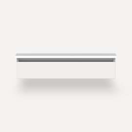 Cartesian Modular Vanity, 36" x 7-1/2" x 21", Satin White, Plumbing Drawer