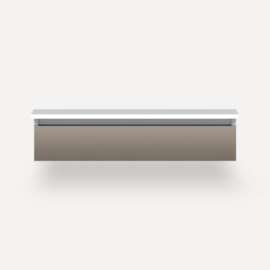 Cartesian Modular Vanity, 36" x 7-1/2" x 21", Satin Bronze, False Front Drawer, Selectable Night Light, 2700K/4000K Temperature (Warm/Cool Light)