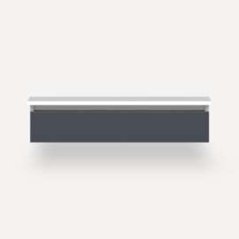 Cartesian Modular Vanity, 36" x 7-1/2" x 21", Matte Slate, False Front Drawer, Selectable Night Light, 2700K/4000K Temperature (Warm/Cool Light)