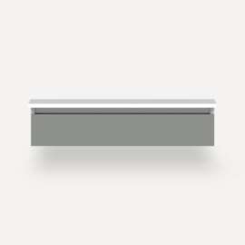 Cartesian Modular Vanity, 36" x 7-1/2" x 21", Matte Gray, Tip Out Drawer