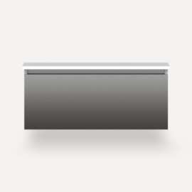 Cartesian Modular Vanity, 36" x 15" x 21", Tinted Gray Mirror, Plumbing Drawer, Selectable Night Light, 2700K/4000K Temperature (Warm/Cool Light)