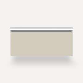 Cartesian Modular Vanity, 36" x 15" x 21", Matte Sand, Plumbing Drawer