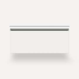 Cartesian Modular Vanity, 36" x 15" x 21", Satin White, Plumbing Drawer