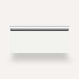 Cartesian Modular Vanity, 36" x 15" x 21", White, Plumbing Drawer, Selectable Night Light, 2700K/4000K Temperature (Warm/Cool Light)
