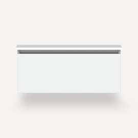 Cartesian Modular Vanity, 36" x 15" x 21", Matte White, Plumbing Drawer, Selectable Night Light, 2700K/4000K Temperature (Warm/Cool Light)