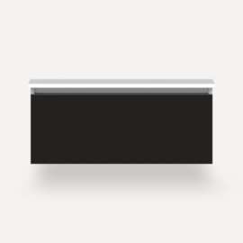 Cartesian Modular Vanity, 36" x 15" x 21", Matte Black, Plumbing Drawer, Selectable Night Light, 2700K/4000K Temperature (Warm/Cool Light)