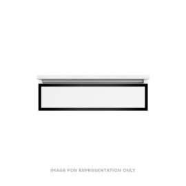 Profiles Modular Vanity, 30" x 7-1/2" x 21", Tinted Gray Mirror, Matte Black Frame, False Front Drawer, Selectable Night Light, 2700K/4000K Temperature (Warm/Cool Light)