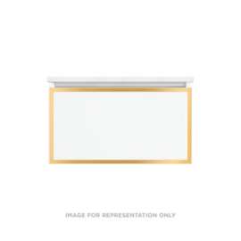 Profiles Modular Vanity, 30" x 15" x 21", White, Matte Gold Frame, Full Drawer, Selectable Night Light, 2700K/4000K Temperature (Warm/Cool Light)