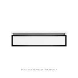 Profiles Modular Vanity, 36" x 7-1/2" x 21", Matte White, Matte Black Frame, Plumbing Drawer