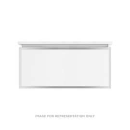 Profiles Modular Vanity, 36" x 15" x 21", Matte Gray, Chrome Frame, Full Drawer, Selectable Night Light, 2700K/4000K Temperature (Warm/Cool Light)