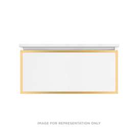 Profiles Modular Vanity, 36" x 15" x 21", Matte Black, Matte Gold Frame, Full Drawer, Selectable Night Light, 2700K/4000K Temperature (Warm/Cool Light)