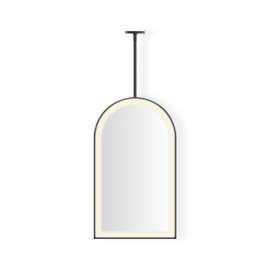 Hanging Arch Framed Mirror, 20" x 33" x 1-7/8", Matte Black, Perimeter Light Pattern, Warm White (3000K), Dimmable