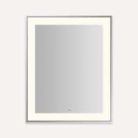 Sculpt Lighted Mirror, 25" x 31" x 2-1/4", Slim Museum Frame, Chrome, Perimeter Light Pattern, Warm White (3000K), Dimmable, Defogger, Title 24 Compliant
