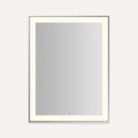 Sculpt Lighted Mirror, 31" x 41" x 2-1/4", Slim Museum Frame, Chrome, Perimeter Light Pattern, Warm White (3000K), Dimmable, Defogger