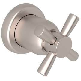 Trim for Volume Control and 4-Port Dedicated Diverter with Cross Handle in Satin Nickel