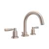 3-Hole Tubular C-Spout Widespread Lavatory Faucet with Metal Lever in Satin Nickel