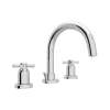 3-Hole Tubular C-Spout Widespread Lavatory Faucet with Cross Handle in Polished Chrome