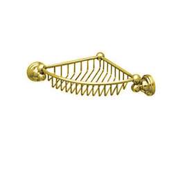 Wall Mounted Corner Basket in English Gold