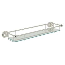 Wall Mount Glass Vanity Shelf in Polished Nickel